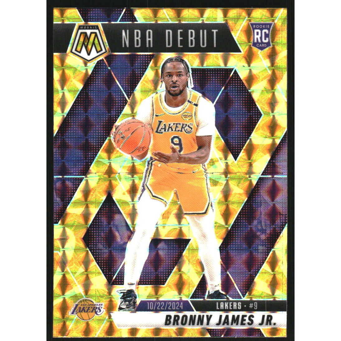 2024-25 Panini Mosaic Mosaic Reactive Yellow #262 Bronny James Jr./NBA Debut