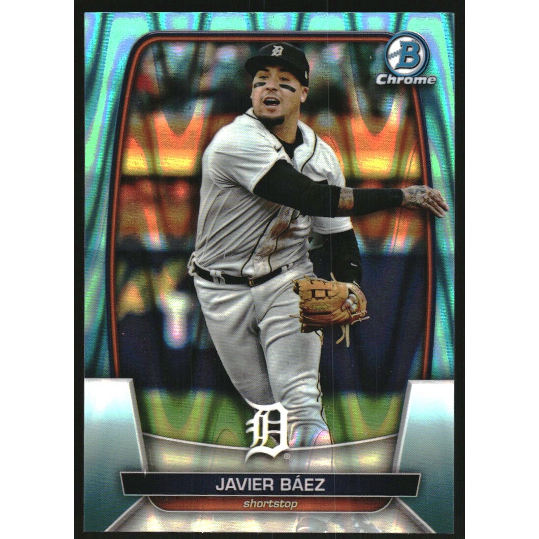 2023 Bowman Chrome Aqua RayWave Refractors #13 Javier Baez. rookie card picture