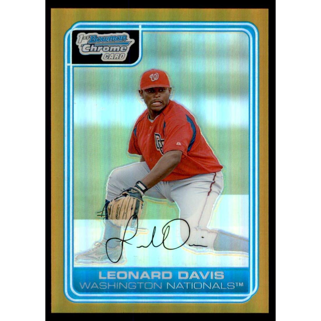 2006 Bowman Chrome Prospects Gold Refractors #BC109 Leonard Davis. rookie card picture