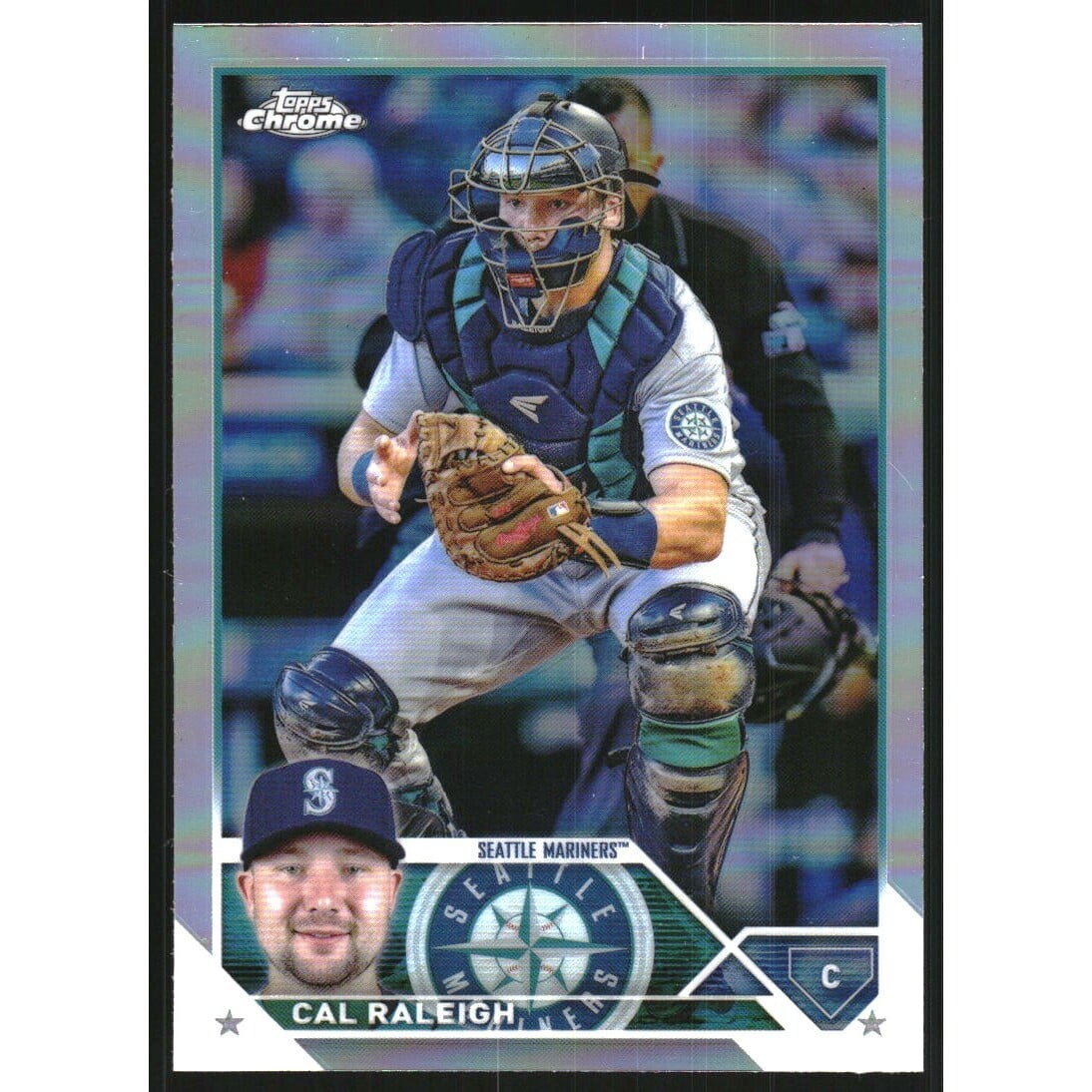 2023 Topps Chrome Refractors #141 Cal Raleigh. rookie card picture