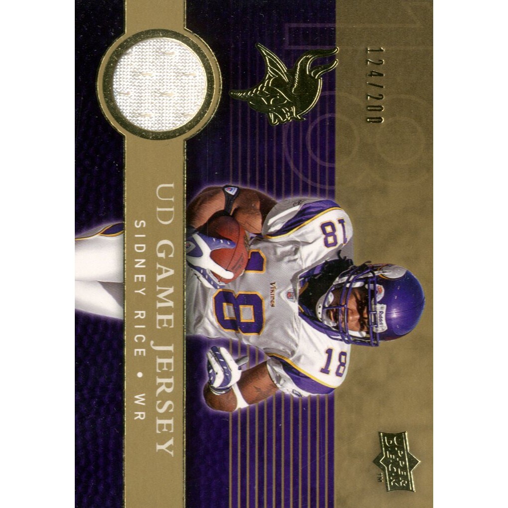 2008 Upper Deck Game Jerseys Gold #UDGJSR Sidney Rice. rookie card picture