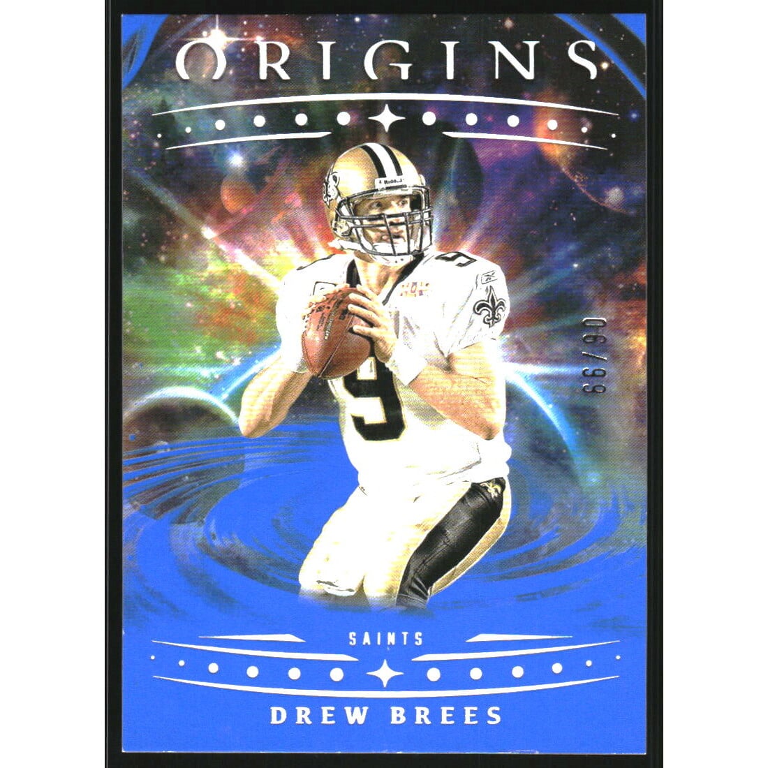 2025 Panini Origins Blue #32 Drew Brees. rookie card picture