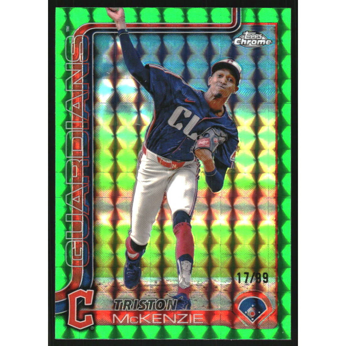 2025 Topps Chrome Green Geometric Refractors #21 Triston McKenzie. rookie card picture