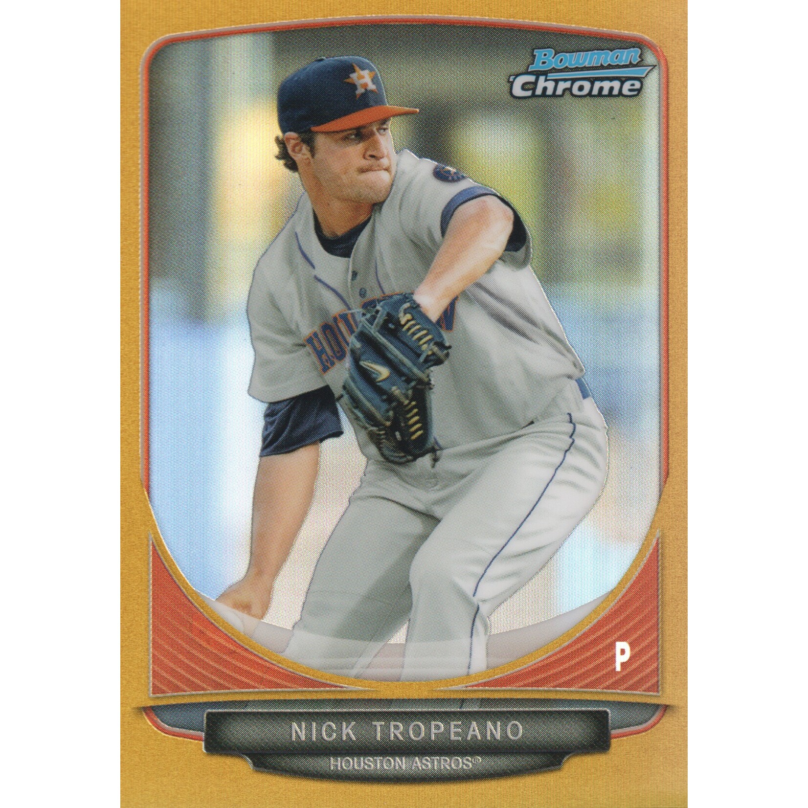 2013 Bowman Chrome Mini Gold Refractors #218 Nick Tropeano. rookie card picture