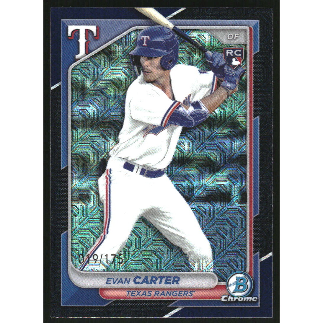 2024 Bowman Chrome Bowman Mega Box Navy Refractors #46 Evan Carter. rookie card picture