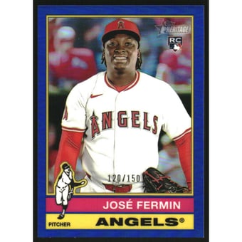 2025 Topps Heritage Chrome Blue Refractors #526 Jose Fermin