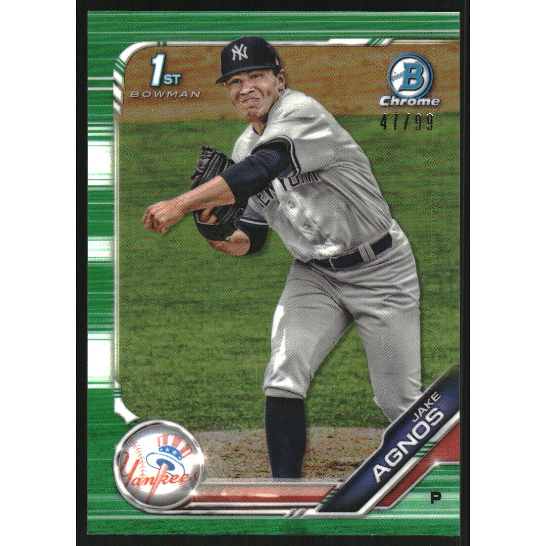 2019 Bowman Chrome Draft Green Refractors #BDC72 Jake Agnos