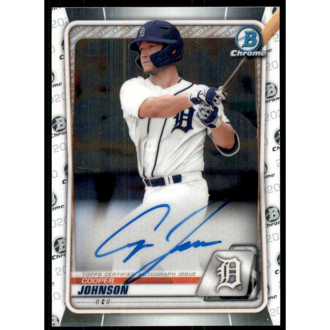 2020 Bowman Chrome Prospect Autographs #CPACJ Cooper Johnson. rookie card picture