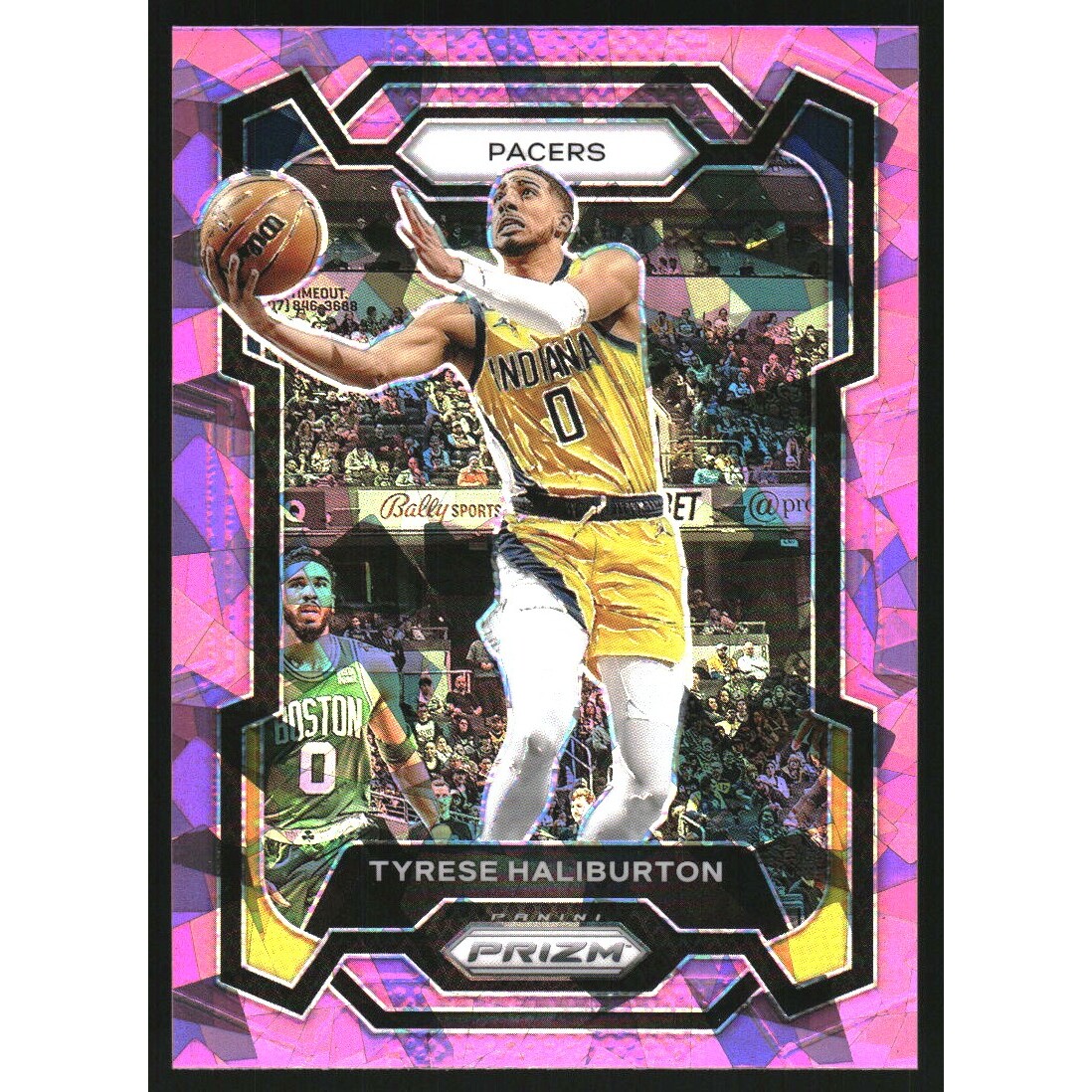 2023-24 Panini Prizm Prizms Pink Ice #102 Tyrese Haliburton