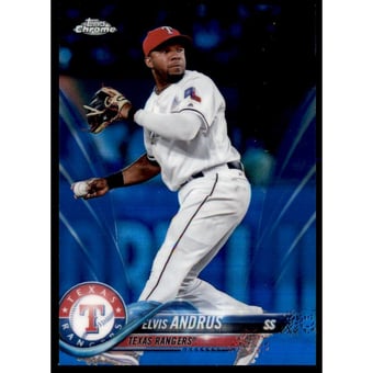 2018 Topps Chrome Blue Refractors #130 Elvis Andrus