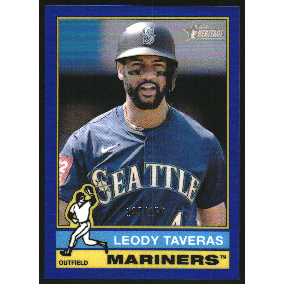 2025 Topps Heritage Chrome Blue Refractors #627 Leody Taveras 2025 Topps Heritage Chrome Blue Refractors #627 Leody Taveras