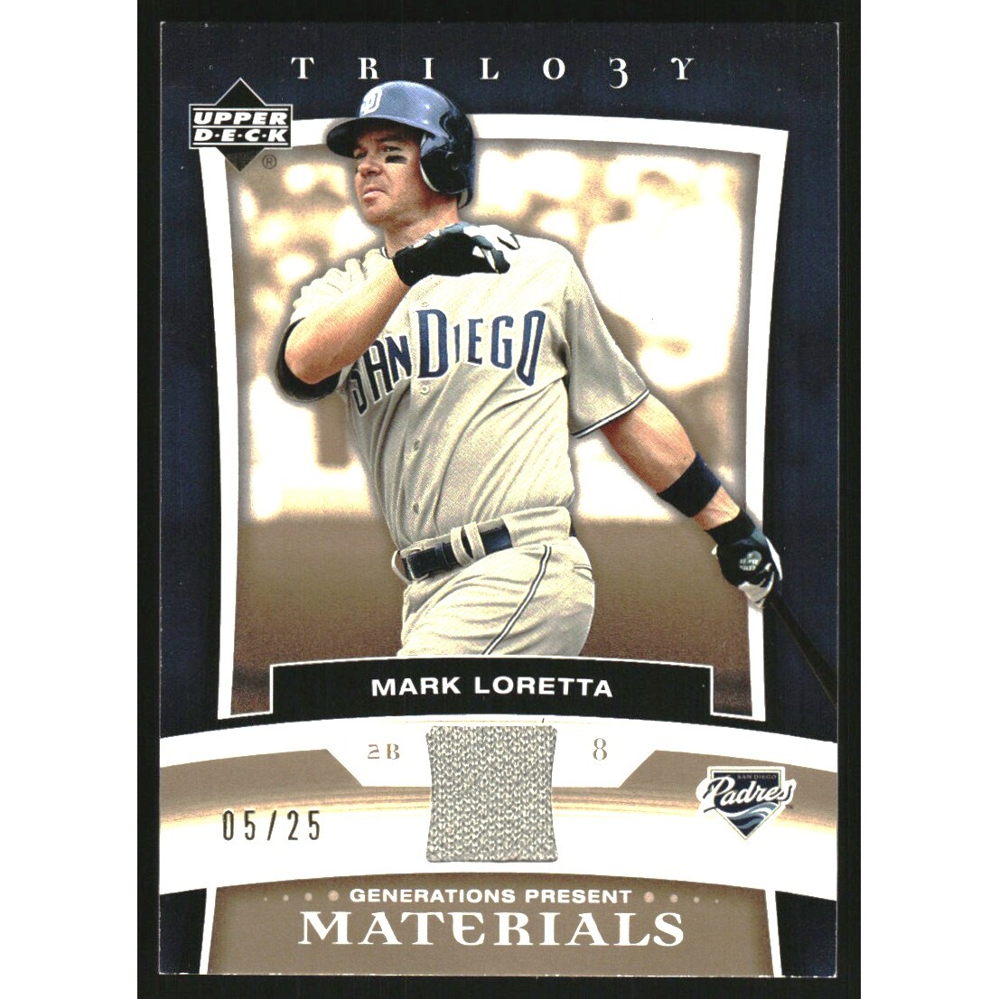 2005 Upper Deck Trilogy Generations Present Materials Gold #ML Mark Loretta Jsy. rookie card picture