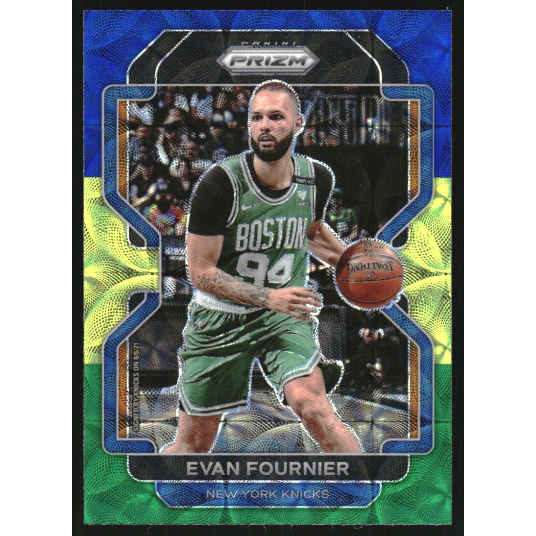 2021-22 Panini Prizm Prizms Choice Blue Yellow and Green #153 Evan Fournier
