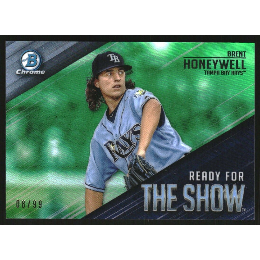 2019 Bowman Chrome Ready for the Show Green Refractors #RFTS19 Brent Honeywell. rookie card picture