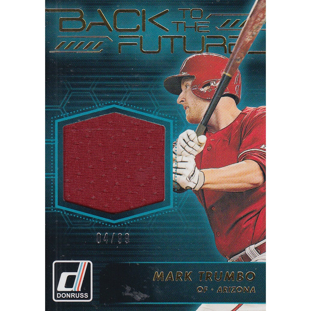 2017 Donruss Back to the Future Materials Gold #BFMMT Mark Trumbo/99