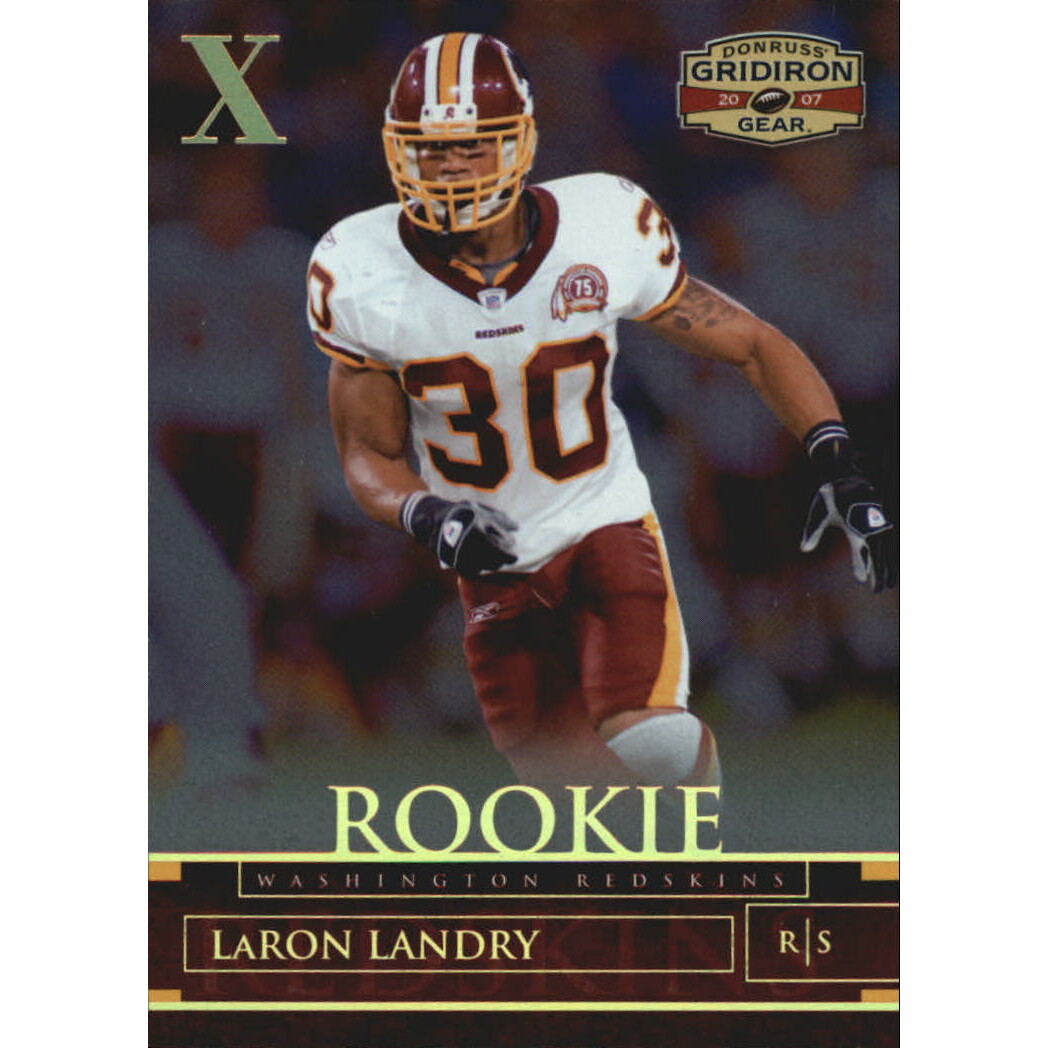 2007 Donruss Gridiron Gear Gold Holofoil X's #161 LaRon Landry. rookie card picture