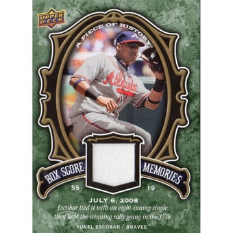 2009 UD A Piece of History Box Score Memories Jersey #BSMYE Yunel Escobar