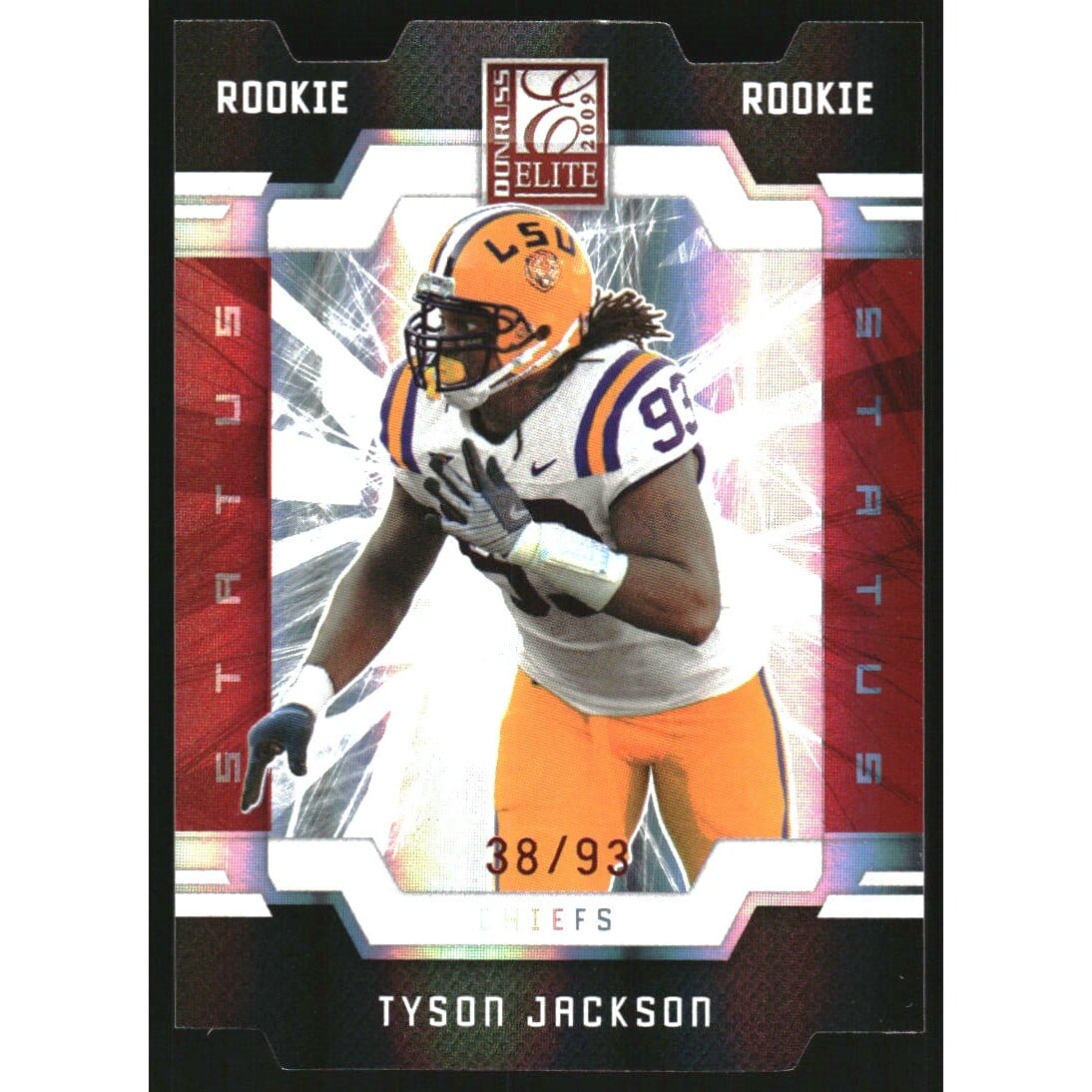 2009 Donruss Elite Status #198 Tyson Jackson/93. rookie card picture