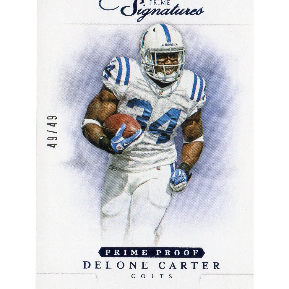 2012 Prime Signatures Prime Proof Blue #129 Delone Carter