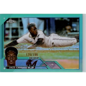 2023 Topps Chrome Aqua Refractors #218 Jazz Chisholm Jr.