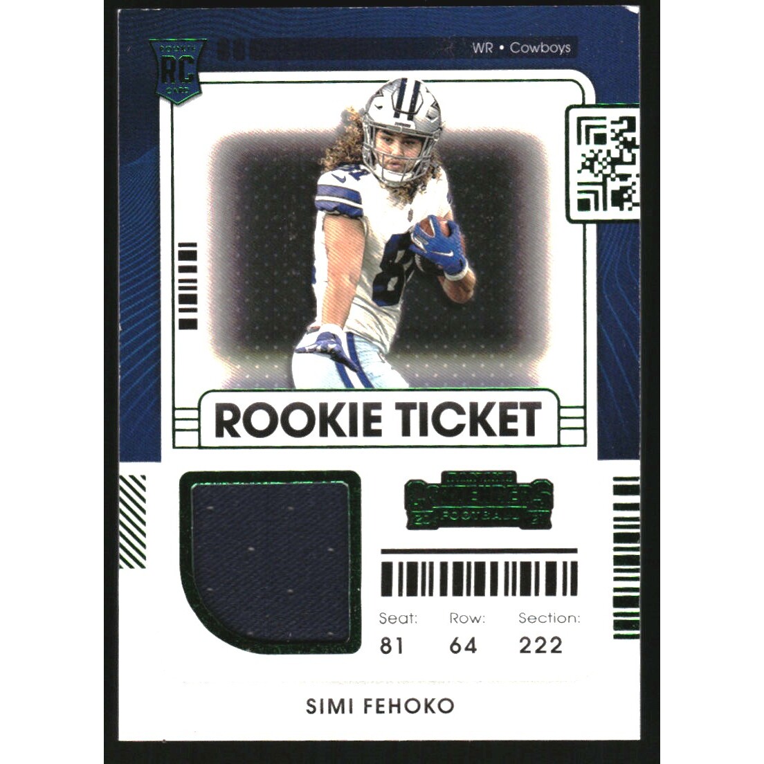 2021 Panini Contenders Rookie Ticket Swatches #41 Simi Fehoko