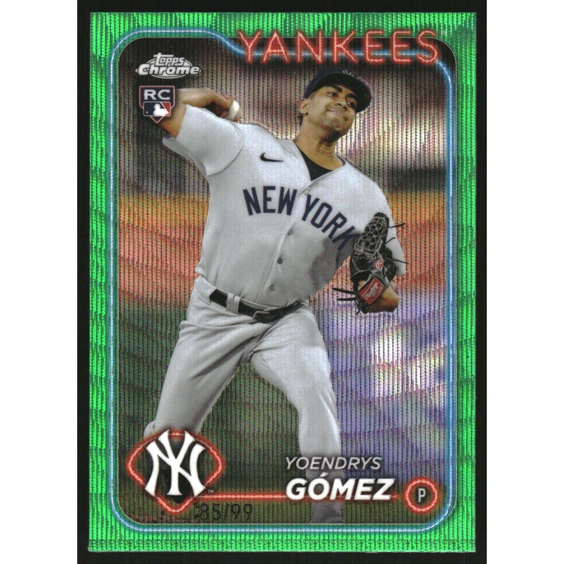 2024 Topps Chrome Green Wave Refractors #160 Yoendrys Gomez. rookie card picture