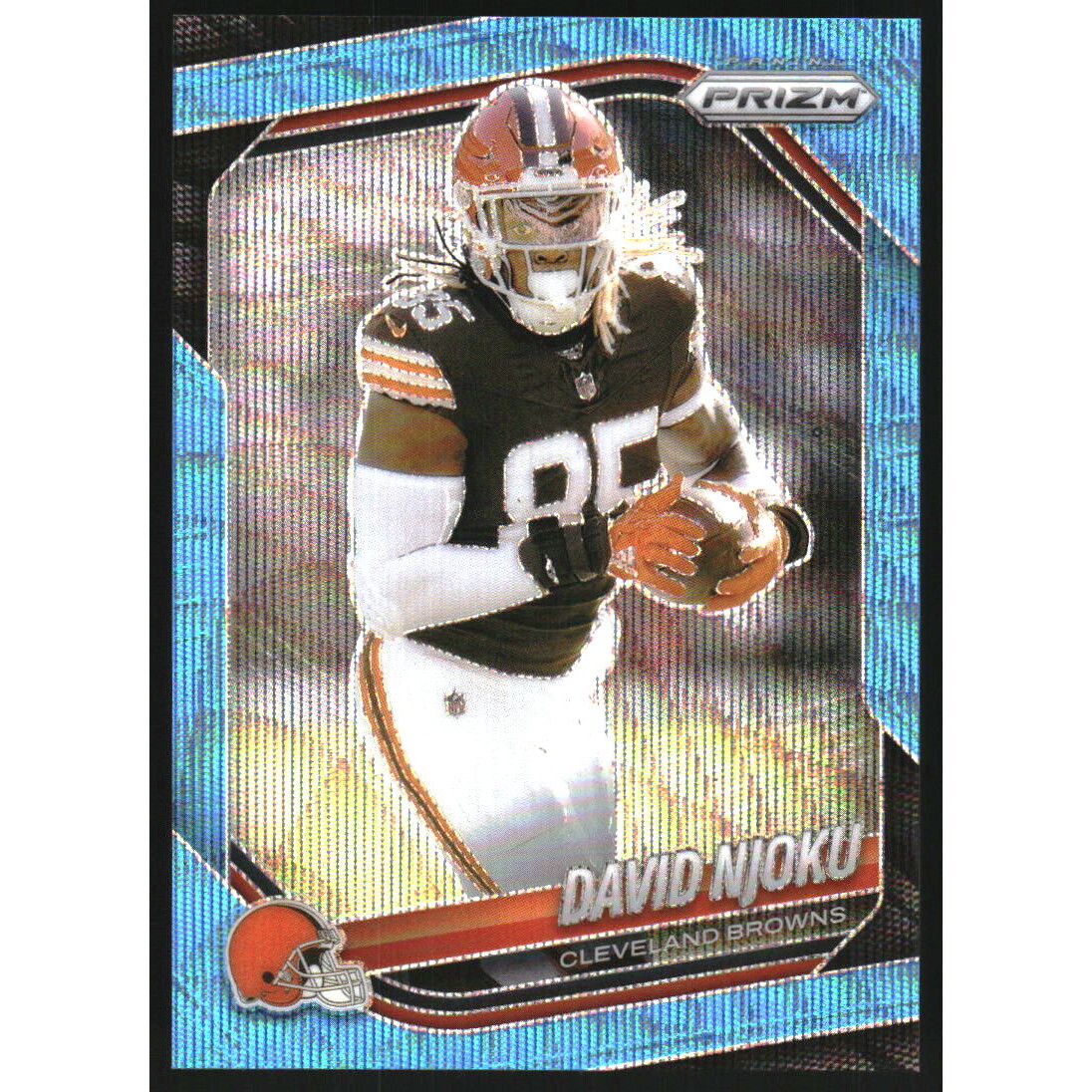 2025 Panini Prizm Prizms Blue Wave #155 David Njoku. rookie card picture