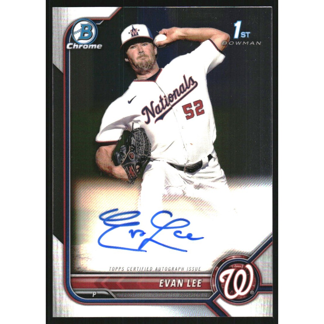 2022 Bowman Chrome Prospect Autographs #CPAEL Evan Lee. rookie card picture