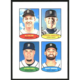 2023 Topps Heritage '74 Baseball Stamp Panels #74BS61 Al Kaline/74BS62 Spencer Torkelson/74BS63 Javier Baez/74BS64 Riley Greene