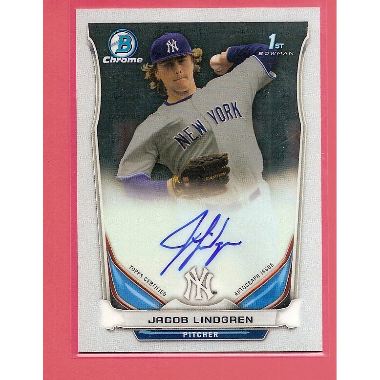 2014 Bowman Chrome Draft Draft Pick Autographs #BCAJL Jacob Lindgren. rookie card picture