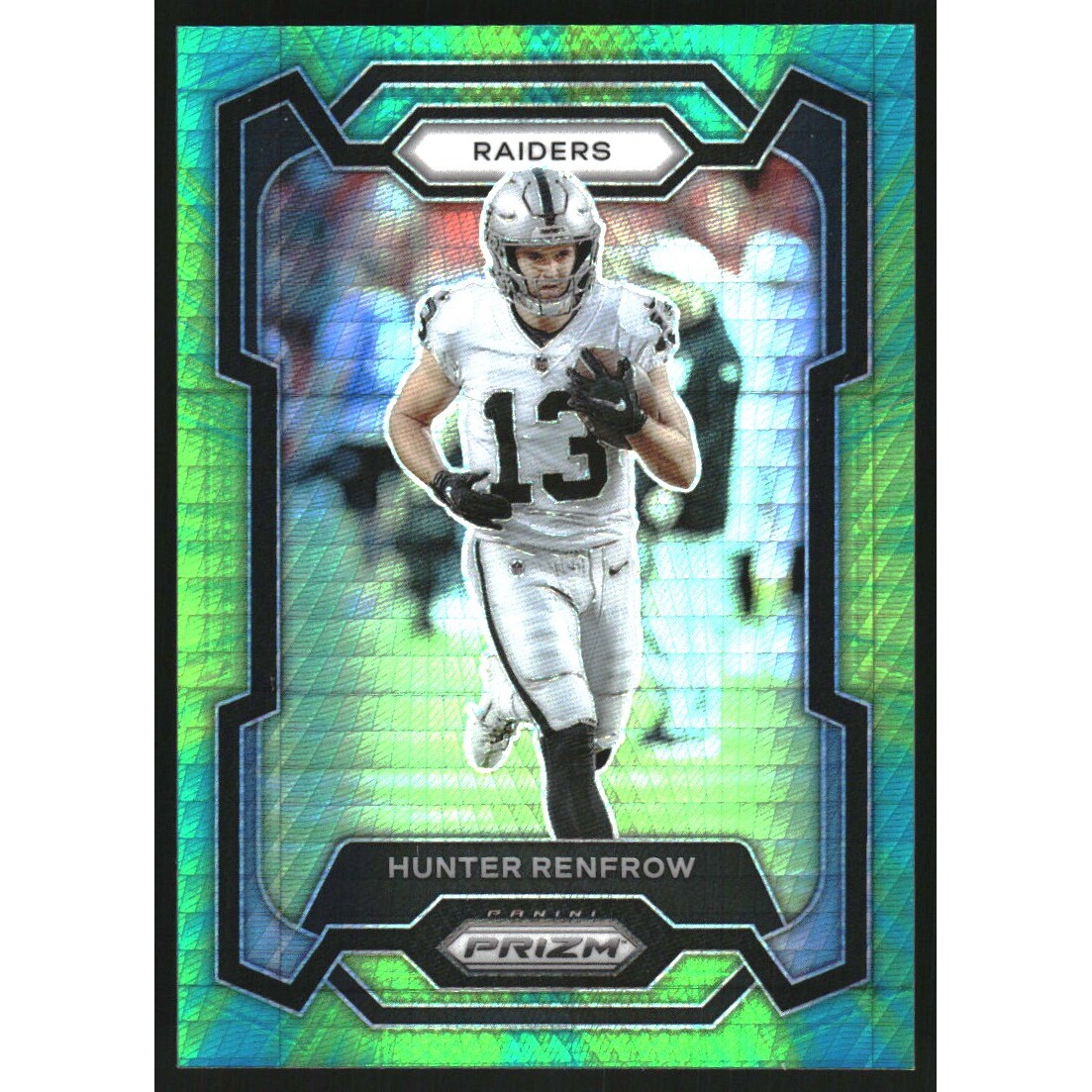 2023 Panini Prizm Prizms Hyper #175 Hunter Renfrow. rookie card picture