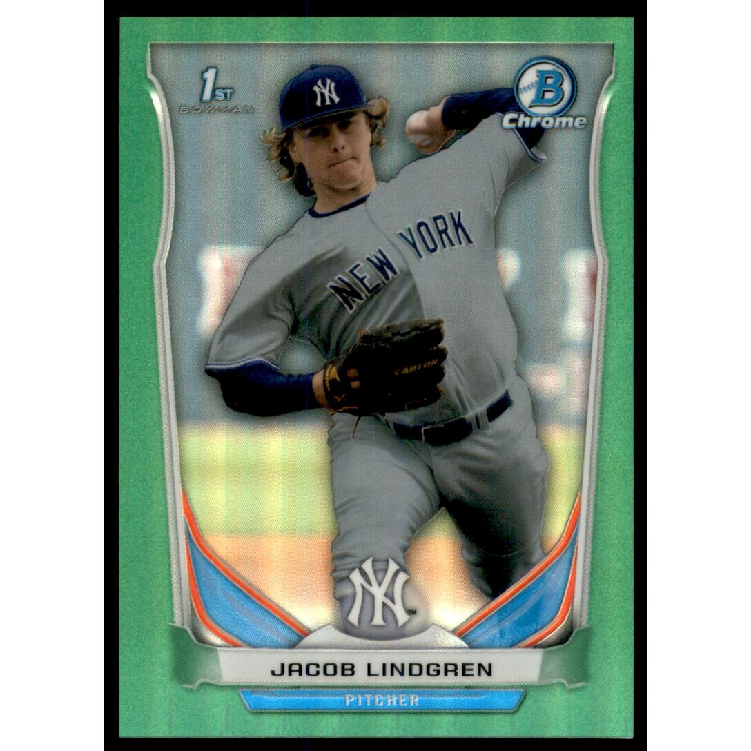 2014 Bowman Chrome Draft Green Refractors #CDP53 Jacob Lindgren. rookie card picture