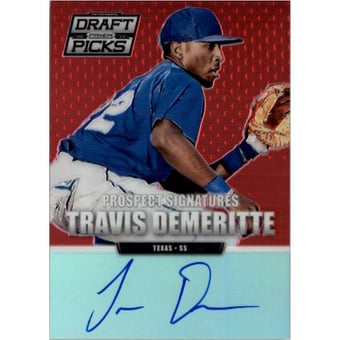 2013 Panini Prizm Perennial Draft Picks Prospect Signatures Red Prizms #30 Travis Demeritte
