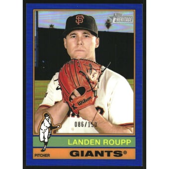 2025 Topps Heritage Chrome Blue Refractors #574 Landen Roupp