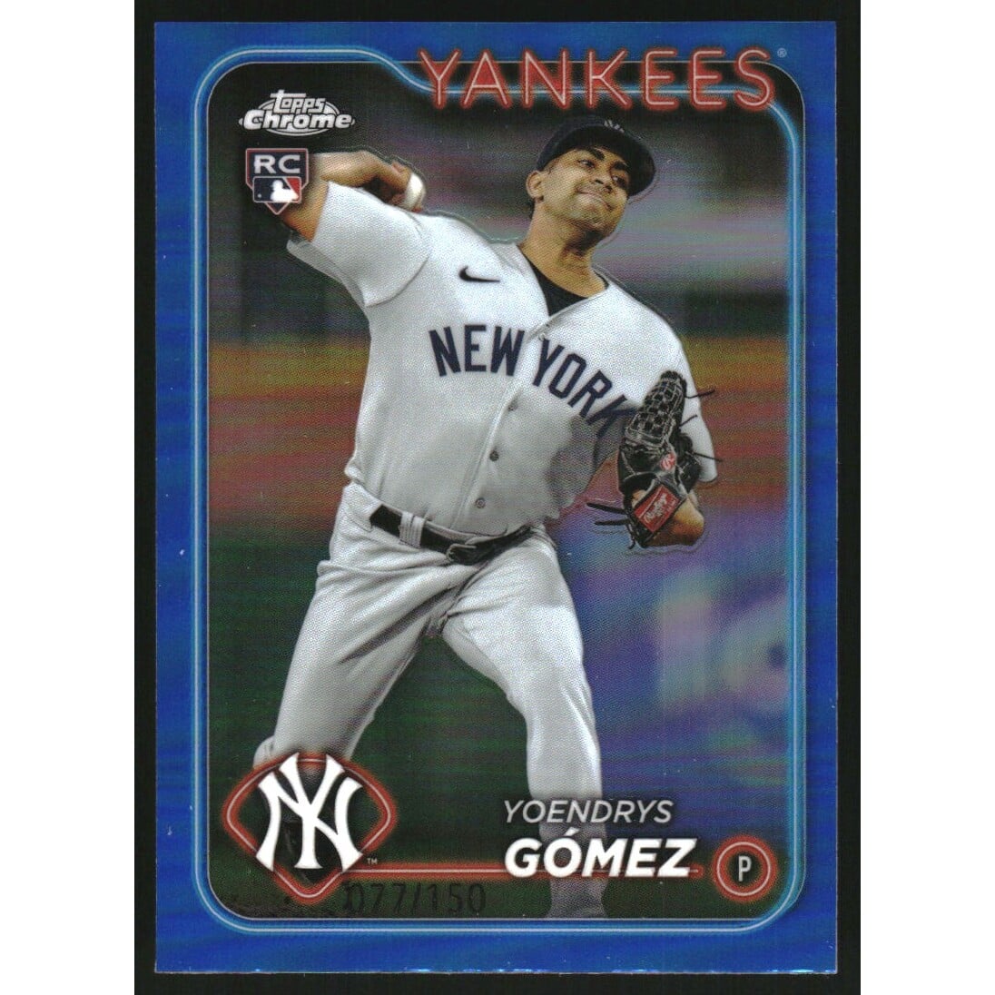 2024 Topps Chrome Blue Refractors #160 Yoendrys Gomez. rookie card picture