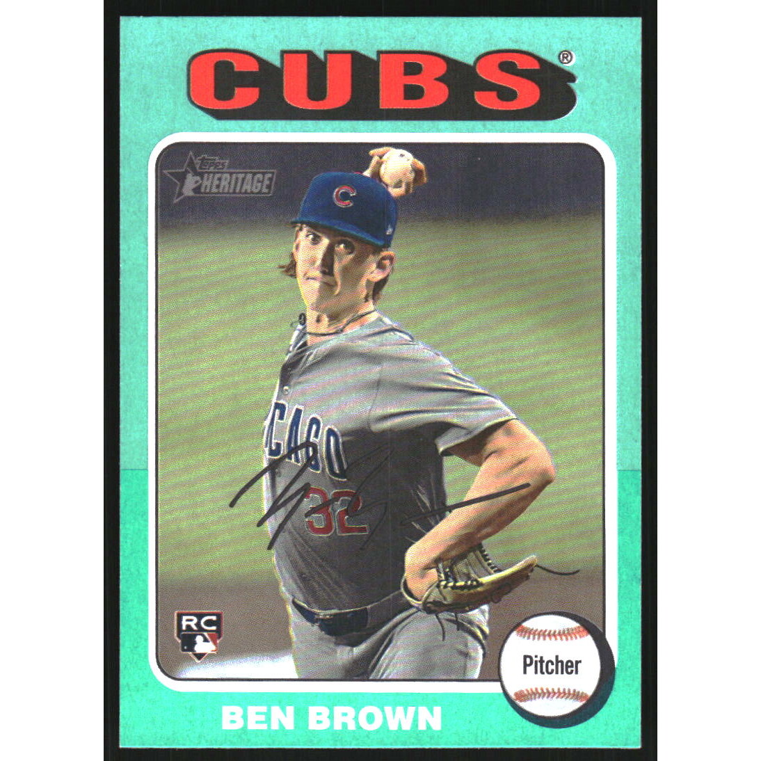2024 Topps Heritage Aqua Border #724 Ben Brown. rookie card picture