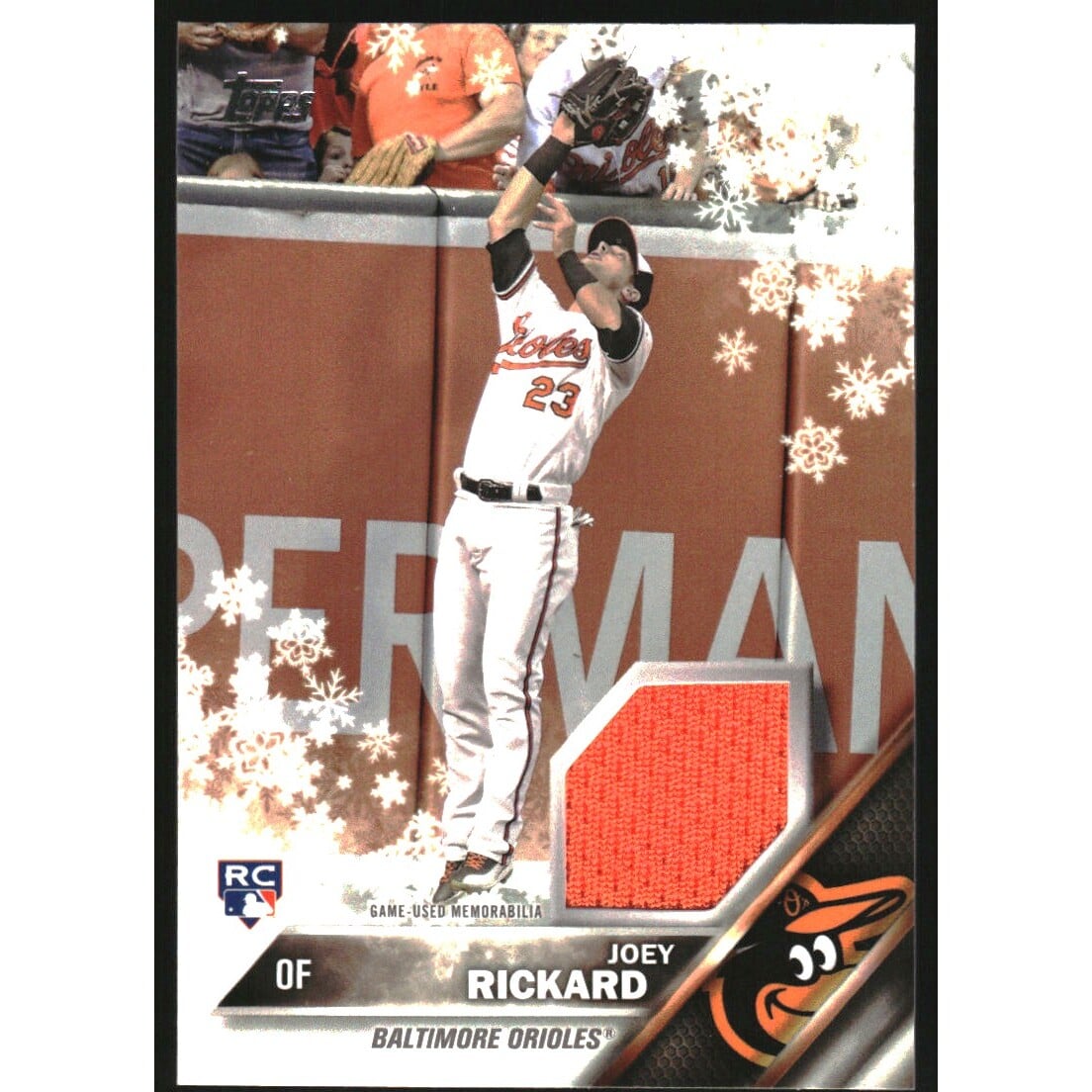 2016 Topps Walmart Holiday Snowflake Relics #RJR Joey Rickard. rookie card picture
