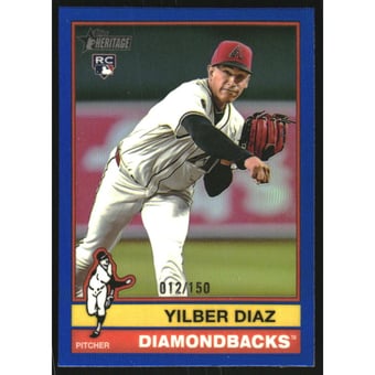 2025 Topps Heritage Chrome Blue Refractors #372 Yilber Diaz