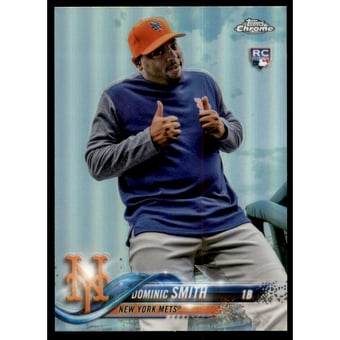 2018 Topps Chrome Base Set Variation Refractors #162 Dominic Smith/Orange hat