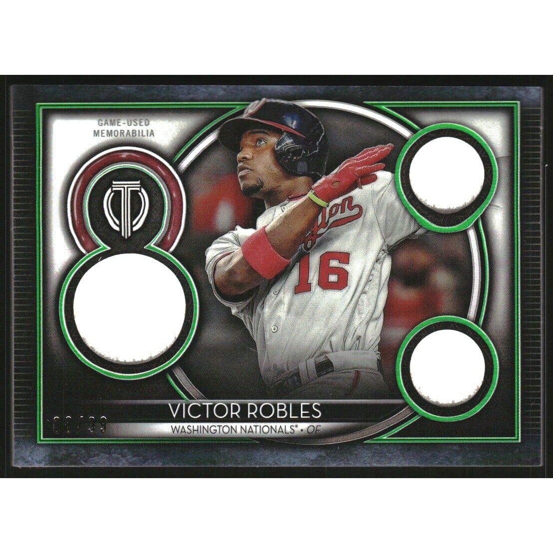 2020 Topps Tribute Triple Relics Green #TTRVR Victor Robles. rookie card picture