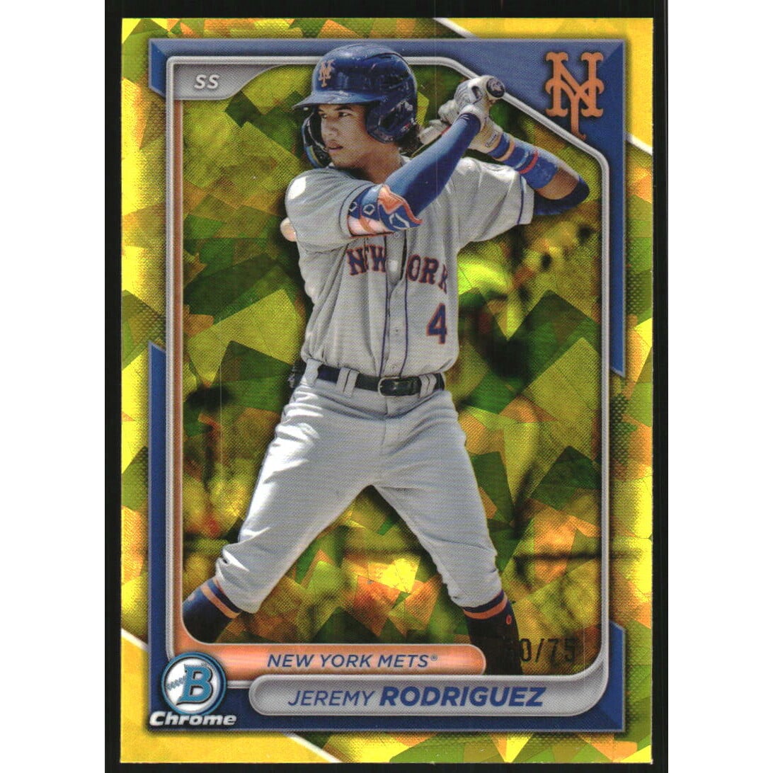 2024 Bowman Chrome Draft Sapphire Yellow Refractors #BDC171 Jeremy Rodriguez. rookie card picture