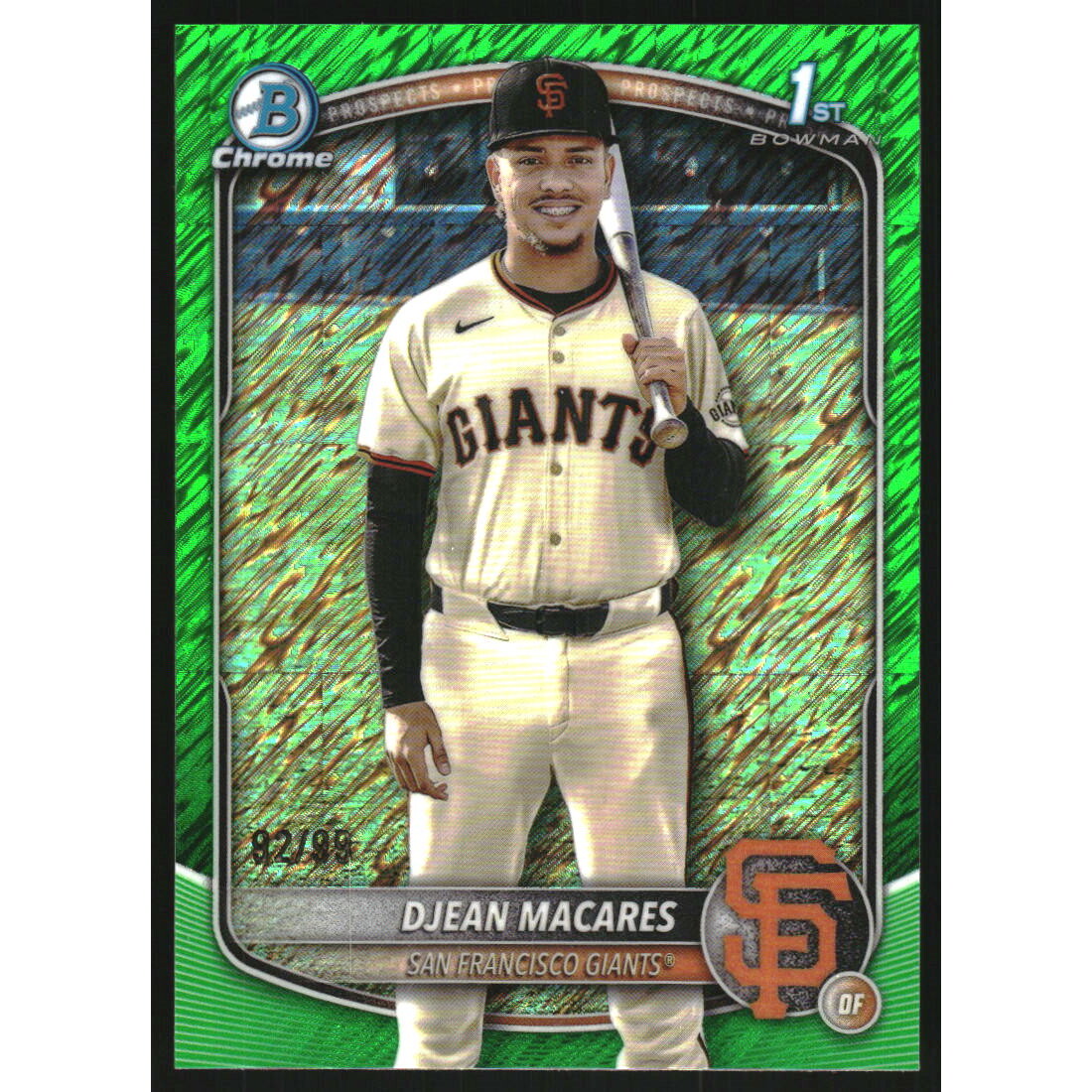 2025 Bowman Chrome Prospects Green Shimmer Refractors #BCP237 Djean Macares