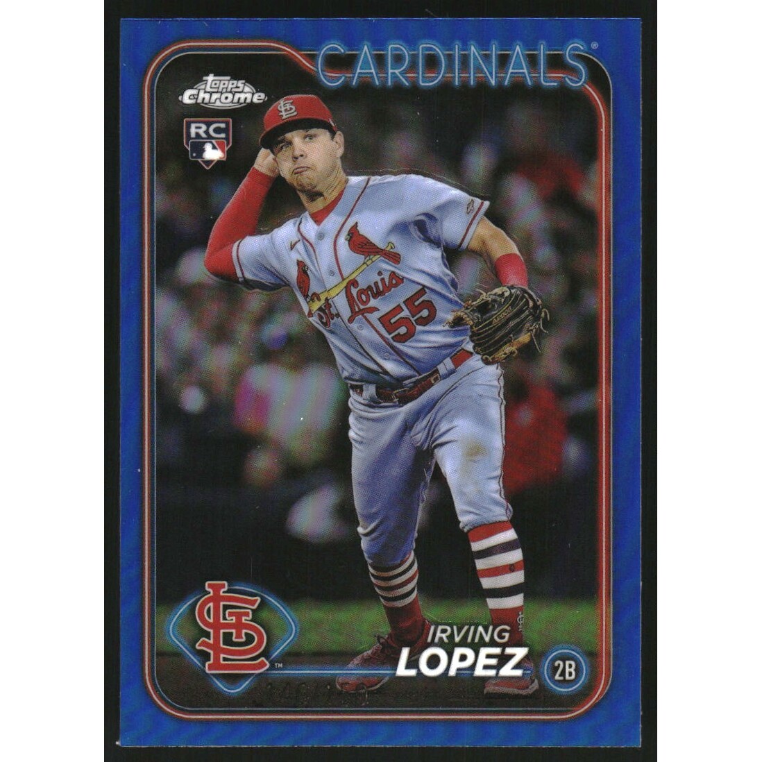 2024 Topps Chrome Blue Refractors #95 Irving Lopez. rookie card picture