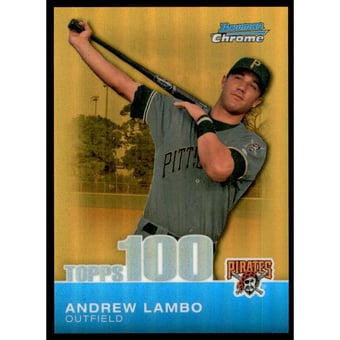 2010 Bowman Chrome Topps 100 Prospects Gold Refractors #TPC34 Andrew Lambo