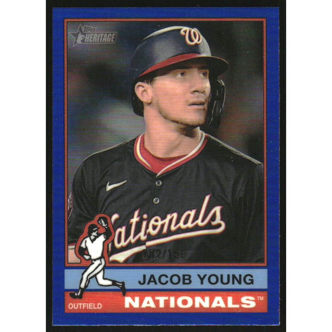 2025 Topps Heritage Chrome Blue Refractors #127 Jacob Young. rookie card picture