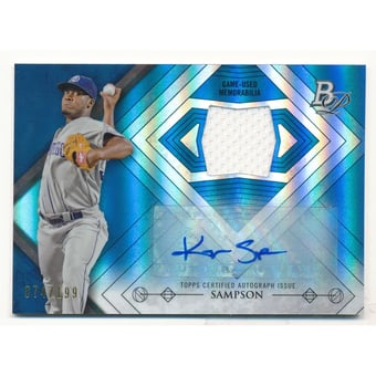 2014 Bowman Platinum Relic Autographs Blue Refractors #ARKS Keyvius Sampson