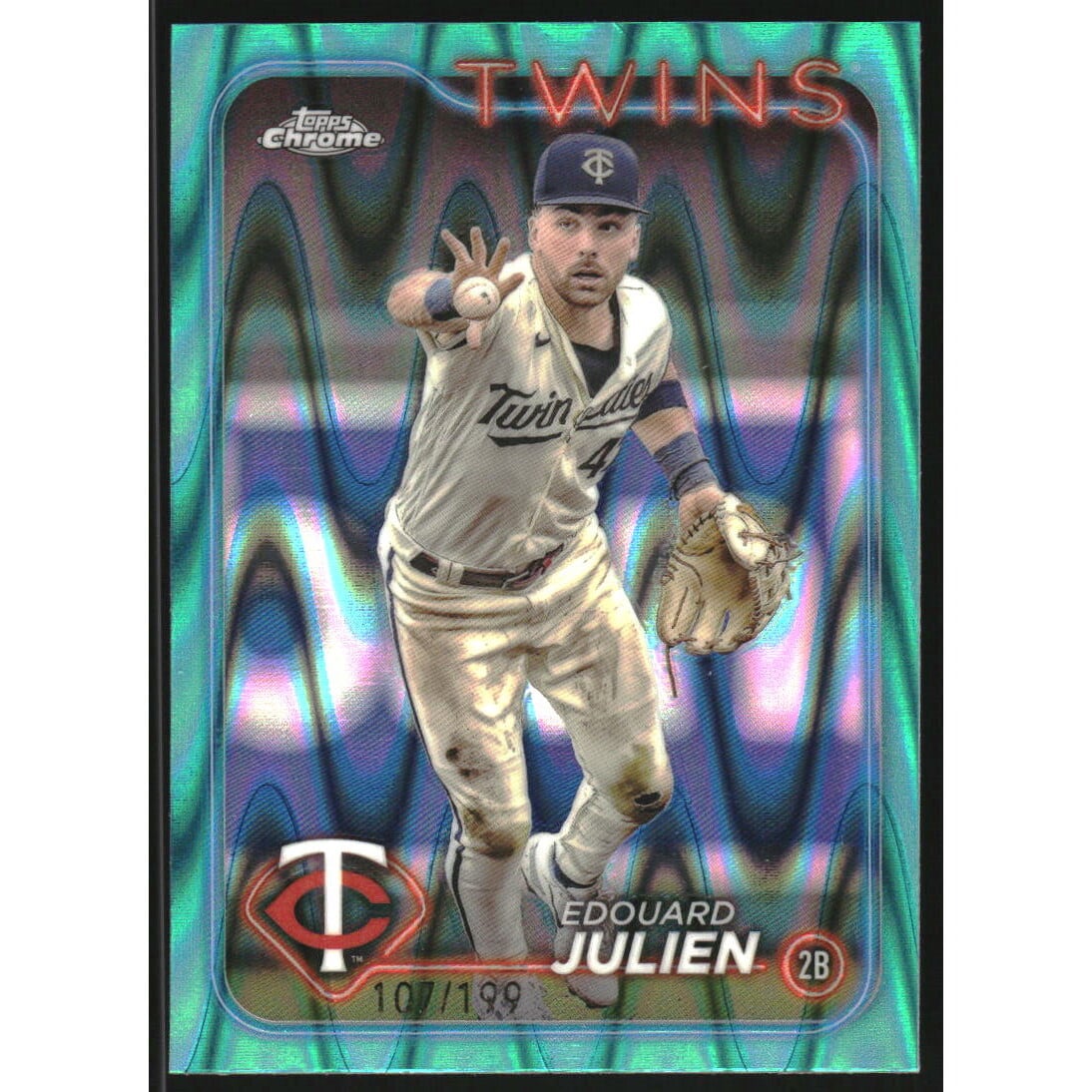 2024 Topps Chrome Aqua RayWave Refractors #152 Edouard Julien. rookie card picture