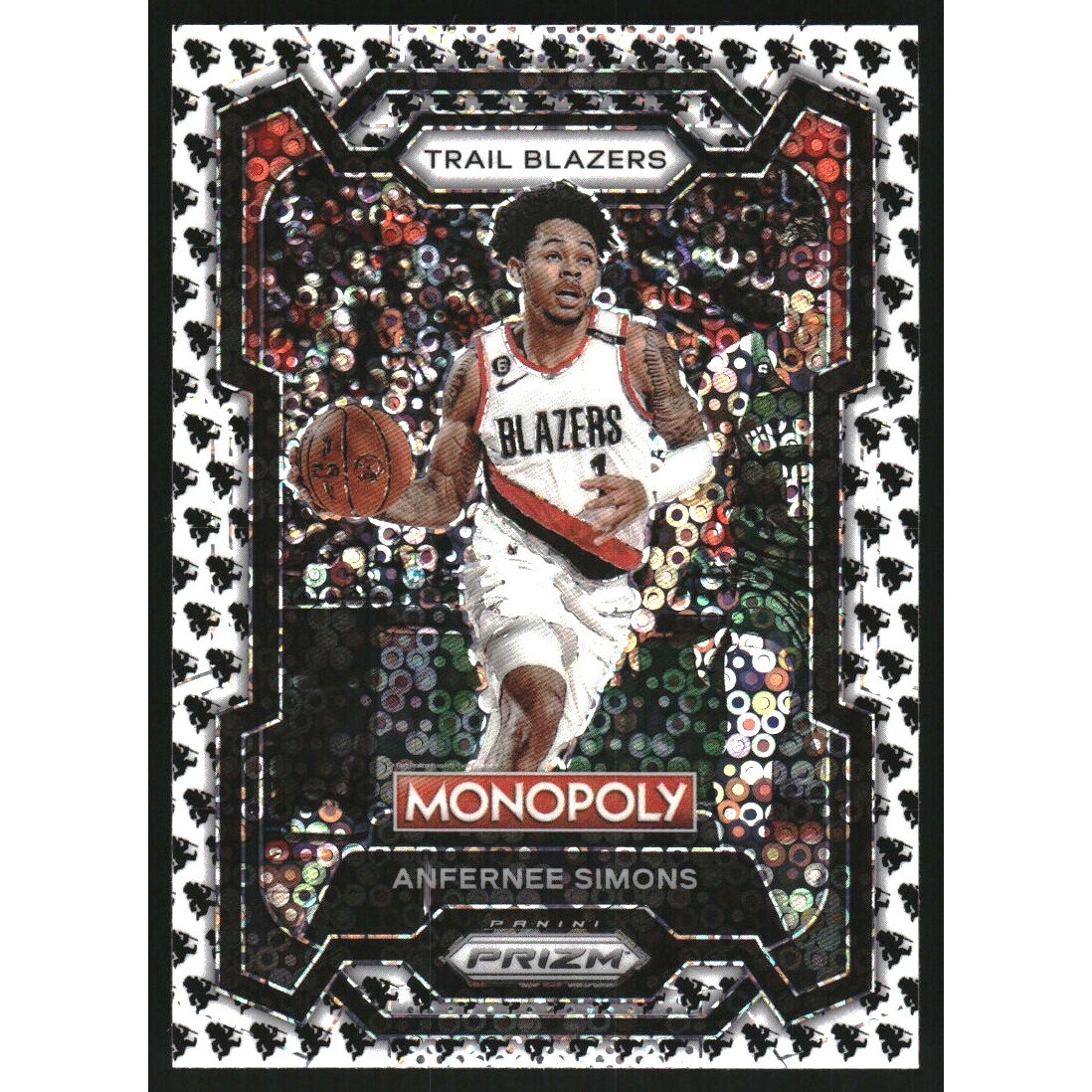 2023-24 Panini Prizm Monopoly Monopoly Man Black and White #74 Anfernee Simons