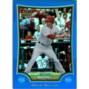 2009 Bowman Chrome Draft Blue Refractors #BDP34 Drew Sutton