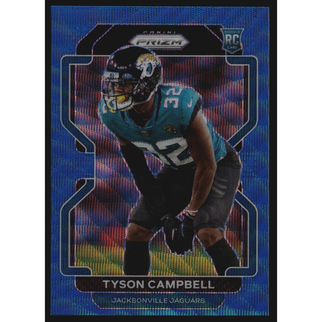 2021 Panini Prizm Prizms Blue Wave #384 Tyson Campbell